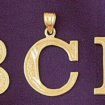 Dazzlers Jewelry Initial C Pendant Necklace Charm Bracelet in Yellow, White or Rose Gold 9571c, MPN…