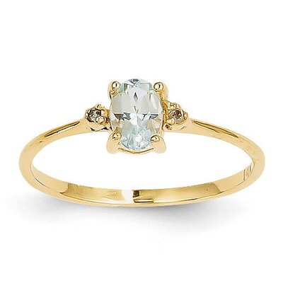 Diamond &amp; Aquamarine Birthstone Ring 14k Gold XBR204, MPN: XBR204, 883957413464