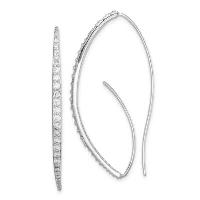 Threader Earrings Sterling Silver Rhodium-plated CZ Diamond QE14862, MPN: QE14862, 883957733715