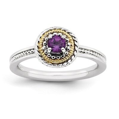 14k Gold Amethyst Ring - Sterling Silver QSK915, MPN: QSK915, 886774229676