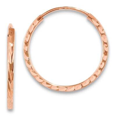 Diamond-cut Square Tube Endless Hoop Earrings 14k Rose Gold TF1602, MPN: TF1602, 883957932347
