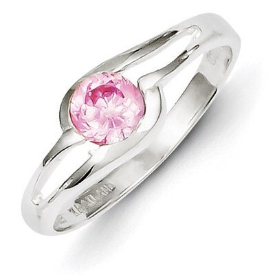Pink Round Bezel Diamond Ring Sterling Silver QR4376, MPN: QR4376, 883957497808