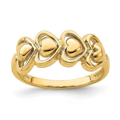4 Hearts Ring 14k Gold Polished R916, MPN: R916, 191101732584