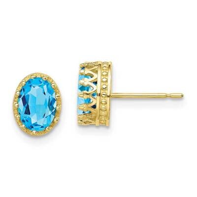 8.5mm Polished Oval Sky Blue Topaz Earrings 10k Gold 10YC408BT, MPN: 10YC408BT, 883957733562