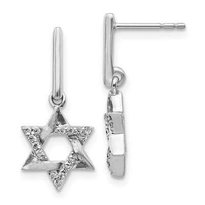 Star Of David Dangle Earrings 14k White Gold Diamond EM3937-012-WA, MPN: EM3937-012-WA, 883957374857