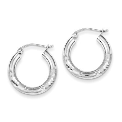 3.00mm Satin Diamond-cut Hoop Earrings Sterling Silver Rhodium-plated QE3561, MPN: QE3561, 88395792…