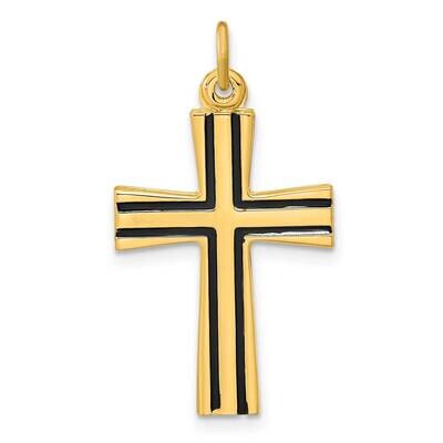 Polished Enameled Cross Pendant Sterling Silver Gold-Plated QC11118, MPN: QC11118,