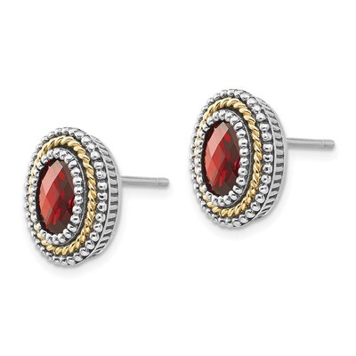 Garnet Earrings Sterling Silver &amp; 14k Gold QTC662, MPN: QTC662, 886774244853