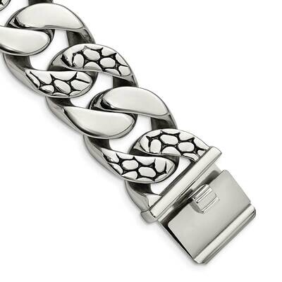 Antiqued Ovals 9 Inch Bracelet Stainless Steel Polished SRB1051-9 by Chisel, MPN: SRB1051-9, 886774…