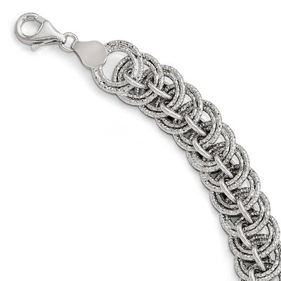 Leslie&#39;s Textured Fancy Link Bracelet 7.75 Inch 14k White Gold Polished HB-LF577-7.75, MPN: LF577-7…