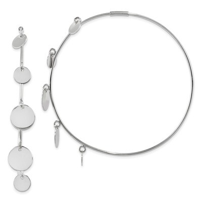 Discs Hoop Earrings Sterling Silver Rhodium-plated Polished QE13274, MPN: QE13274, 191101856686