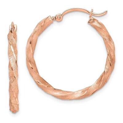 Twisted Satin Diamond-Cut Hoop Earrings 14k Rose Gold TF1471, MPN: TF1471, 883957932200