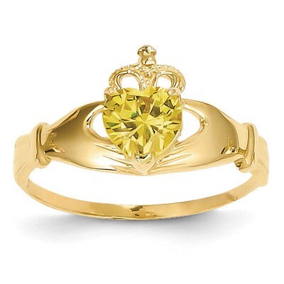 November Birthstone Claddagh Heart Ring 14k Gold Synthetic Diamond D1802, MPN: D1802, 883957898995