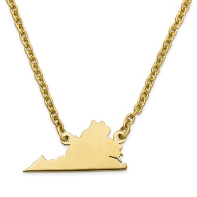 Virginia State Pendant Necklace with Chain 14k Yellow Gold Engravable XNA706Y-VA, MPN: XNA706Y-VA, …