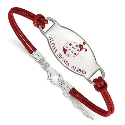 Alpha Sigma Alpha Enameled Oval Leather Bracelet Sterling Silver SS018ASI-7, MPN: SS018ASI-7, 88677…