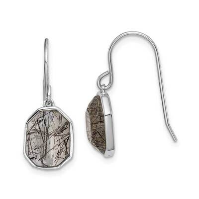 Rutilated Quartz Dangle Earrings Sterling Silver Rhodium-plated QE14915, MPN: QE14915, 883957730196