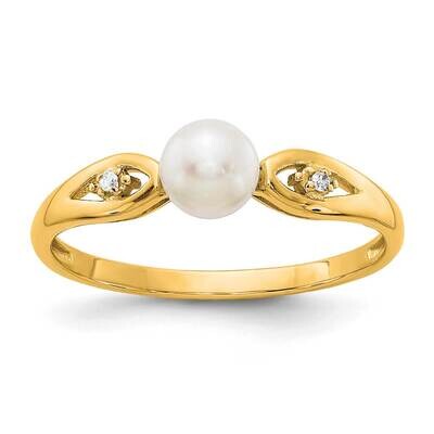 Genuine Fw Cultured Pearl Diamond Ring 14k Gold XBS593, MPN: XBS593, 196904022092