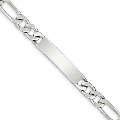 Sterling Silver Rhodium-plated Engraveable Figaro Link ID Bracelet QID93RH-8.5