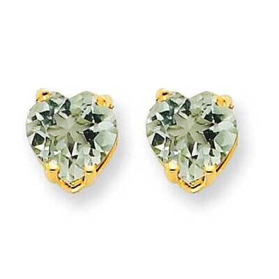 6mm Heart Checker-Cut Green Quartz Earrings 14k Gold XE98CG, MPN: XE98CG, 883957110752