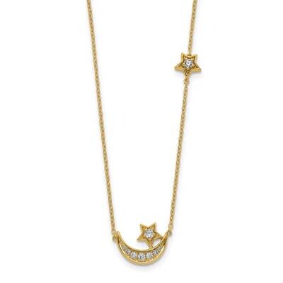 Moon &amp; Star Diamond 18In Necklace 14k Gold PM8563-020-YA, MPN: PM8563-020-YA, 883957763804