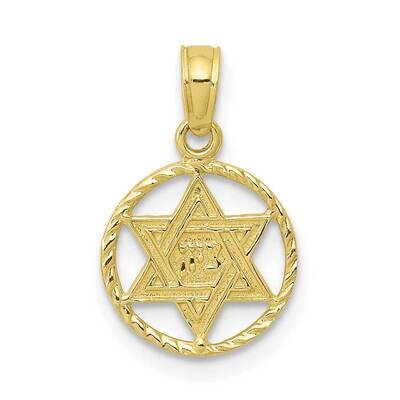 Star of David In Circle Frame Pendant 10k Gold 10C4458, MPN: 10C4458,