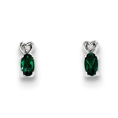 Emerald &amp; Diamond May Earrings Sterling Silver QBE23MAY, MPN: QBE23MAY, 883957487953