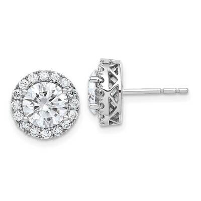 Round Halo D E F Pure Light Moissanite Earrings 14k White Gold EM4452-360-WMP, MPN: EM4452-360-WMP,…