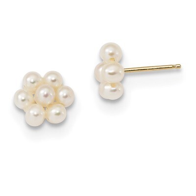Children&#39;s White 2-3mm Fresh WaterC Pearl Flower Earrings 14k Gold XF618E, MPN: XF618E, 191101434389