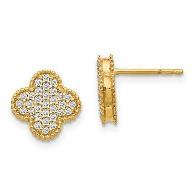 Quatrefoil Post Earrings 14k Gold Diamond EM5500-033-YA, MPN: EM5500-033-YA, 191101055805