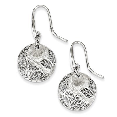 Circle Leaves Dangle Earrings Sterling Silver Rhodium-plated QE8072, MPN: QE8072, 191101217340