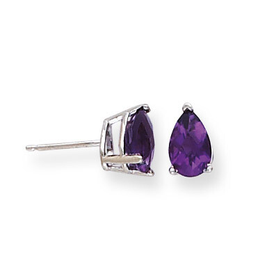 8x5mm Pear Amethyst Checker Earrings 14k White Gold XE81WAC, MPN: XE81WAC, 883957103624