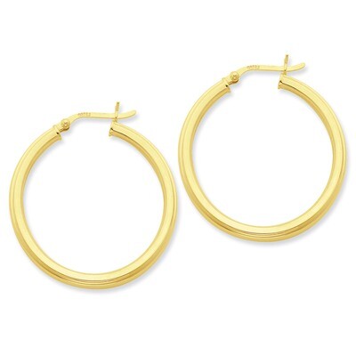 Gold-flashed 35mm Grooved Hoop Earrings Sterling Silver QE6682, MPN: QE6682, 886774247236