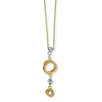 Beads &amp; Love Knots Necklace 14k Two-Tone Gold Diamond-cut SF2632-18, MPN: SF2632-18, 883957016351