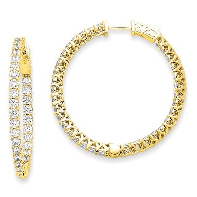Diamond Round Hoop with Safety Clasp Earrings 14k Gold XE2010AA, MPN: XE2010AA, 191101381232