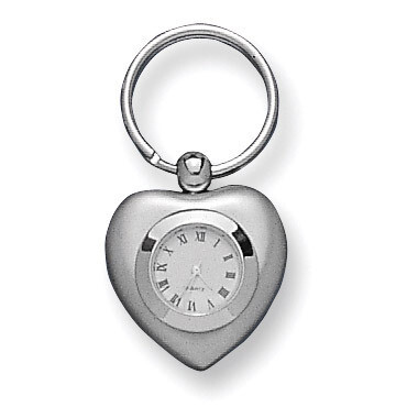 Nickel-plated Heart-Shaped Clock Key Ring GL8646, MPN: GL8646, 788089047160
