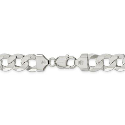 26 Inch 13mm Beveled Curb Chain Sterling Silver QFB310-26, MPN: QFB310-26, 883957624013
