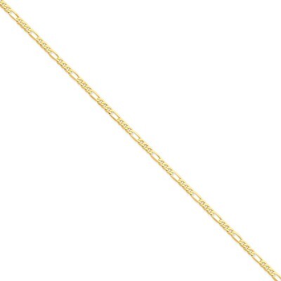 3.25mm Flat Figaro Chain 16 Inch 14k Gold FFL080-16, MPN: FFL080-16, 886774416328