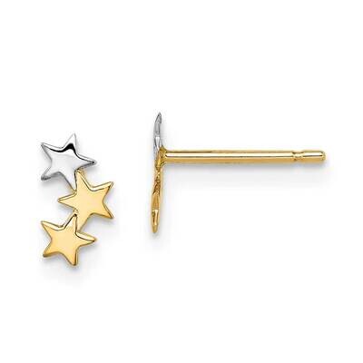 3-Star Post Earrings 14k Gold &amp; White Rhodium GK1012 by Madi K, MPN: GK1012, 191101902673