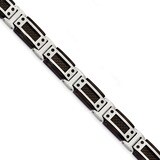 Black IP-plated with Carbon Fiber Inlay 8.5 Inch Bracelet Stainless Steel Polished SRB1826-8.5 by C…