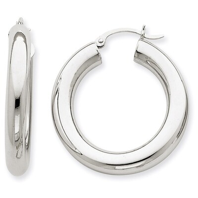 Polished 5mm Tube Hoop Earrings 14k White Gold T869, MPN: T869, 883957287201