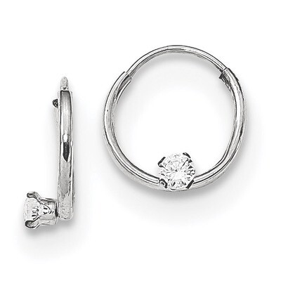Polished 2mm CZ Diamond on Small Endless Hoops Earrings 14k white Gold SE2582, MPN: SE2582, 7168383…