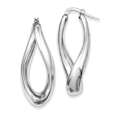 Twisted Hollow Hoop Earrings Rhodium Plated Polished Sterling Silver Polished QE8304, MPN: QE8304, …