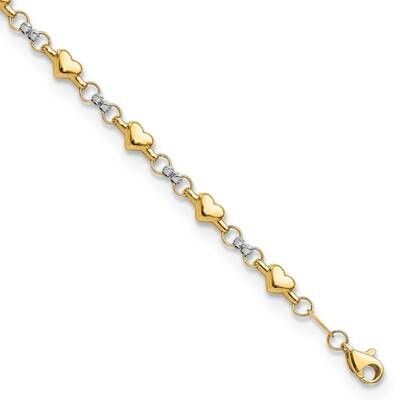 Diamond-Cut Heart 7.5 Inch Bracelet 14k Two-Tone Gold Polished FB1871-7.5, MPN: FB1871-7.5, 1911017…