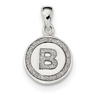 Letter B Circle Pendant Sterling Silver Glitter Enamel  QC9180B, MPN: QC9180B, 883957855165