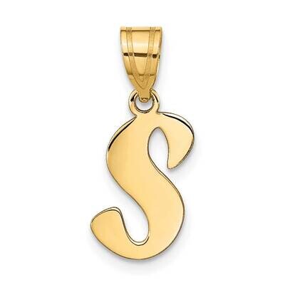 Script Letter S Initial Pendant 14k Gold Polished YC1438S, MPN: YC1438S, 196904086704