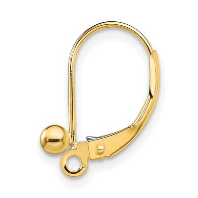 Fancy Secure Leverback with Split Ring Earring Component 14k Yellow Gold YG2744, MPN: YG2744,
