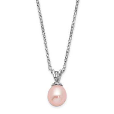 Pink Rice 6-7mm Freshwater Cultured Pearl Necklace Sterling Silver Rhodium Plated QH5467-14 by Madi…