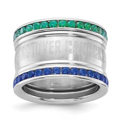 Stainless Steel NHL Vancouver Canucks Crystal Stacked Ring Set CUC035CR-SZ8