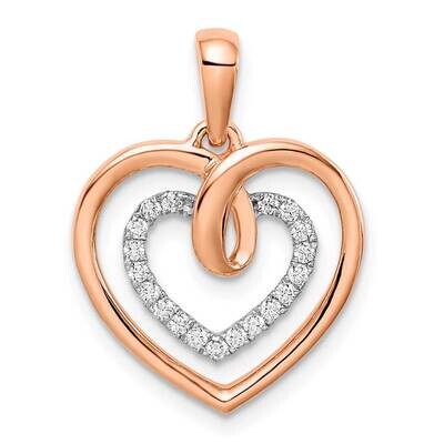 White and Rose Heart Diamond Pendant 14k Two-Tone Gold PM6068-010-WRA, MPN: PM6068-010-WRA,