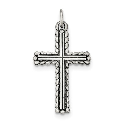 Textured and Brushed Latin Cross Pendant Sterling Silver Antiqued QC8263, MPN: QC8263, 191101453465